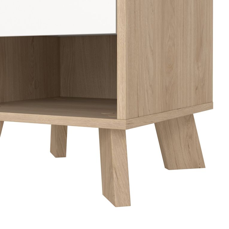 Comodino 2 ripiani rovere e bianco 40x39x47h cm - Zuglio