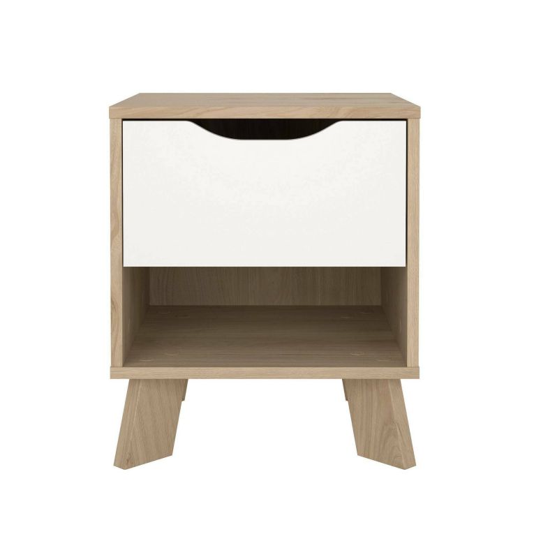 Comodino 2 ripiani rovere e bianco 40x39x47h cm - Zuglio