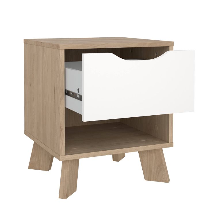 Comodino 2 ripiani rovere e bianco 40x39x47h cm - Zuglio