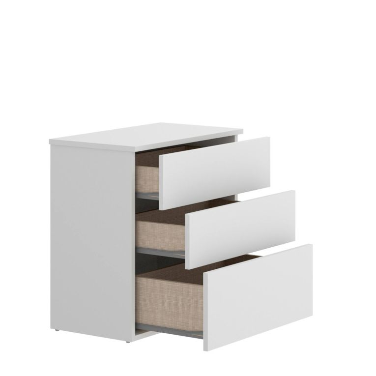Comodino 3 cassetti bianco 52x34x58h cm - Arnold