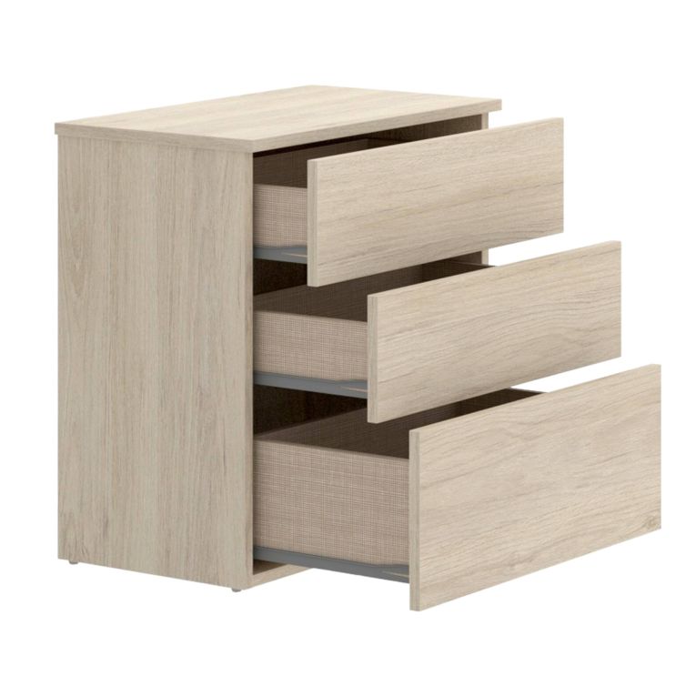Comodino 3 cassetti rovere 52x34x58h cm - Arnold