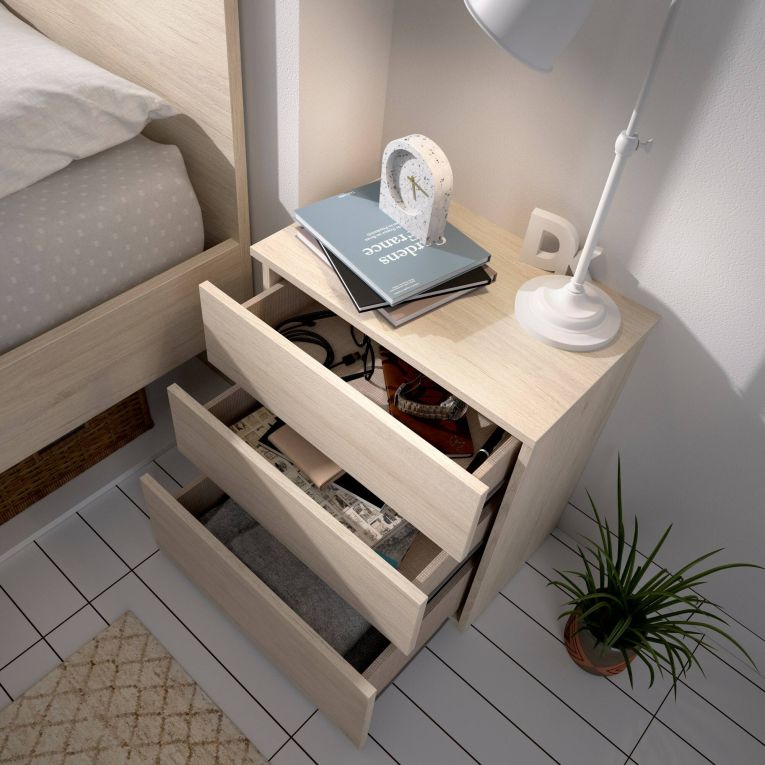 Comodino 3 cassetti rovere 52x34x58h cm - Arnold