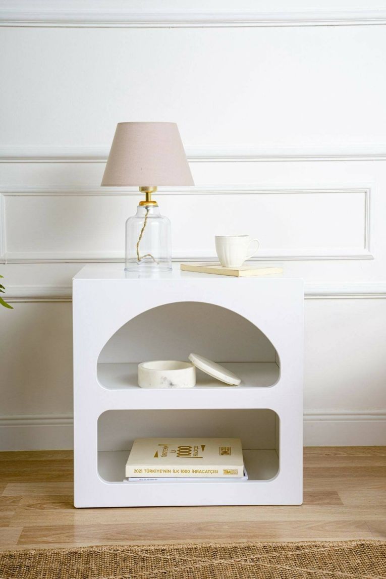 Comodino 3 ripiani bianco 50x38x50h cm - Nara