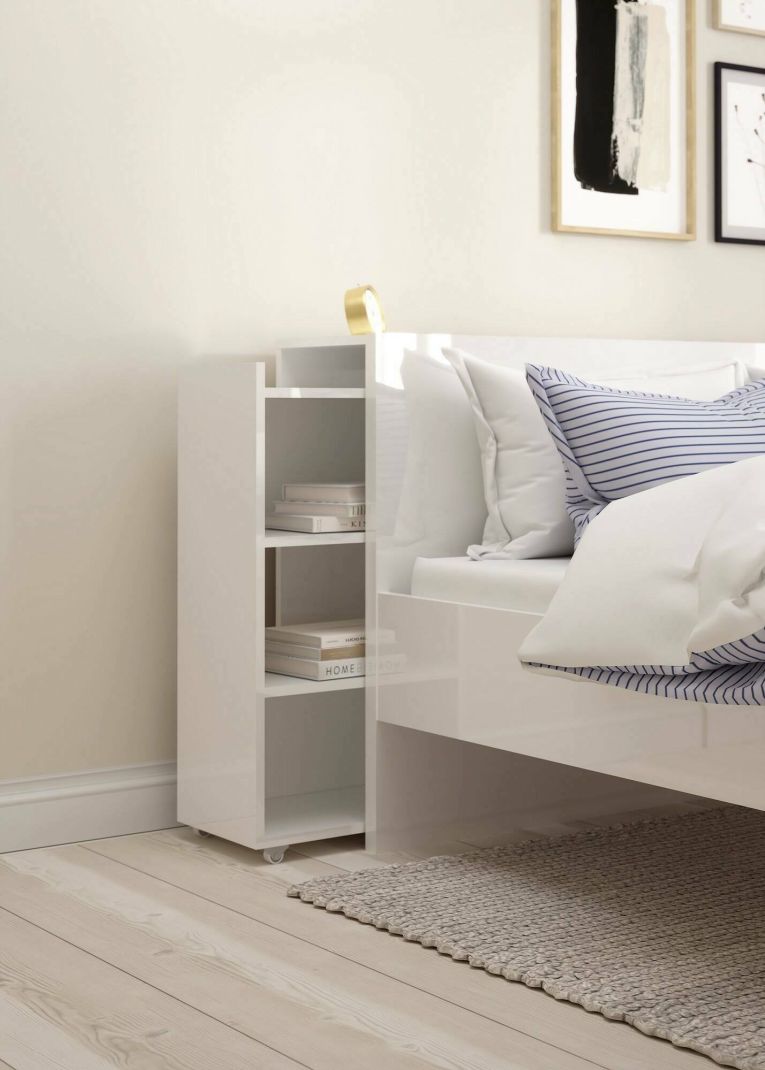 Comodino 4 ripiani bianco lucido 144x26x79h cm - Peridoto