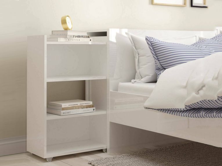 Comodino 4 ripiani bianco lucido 144x26x79h cm - Peridoto