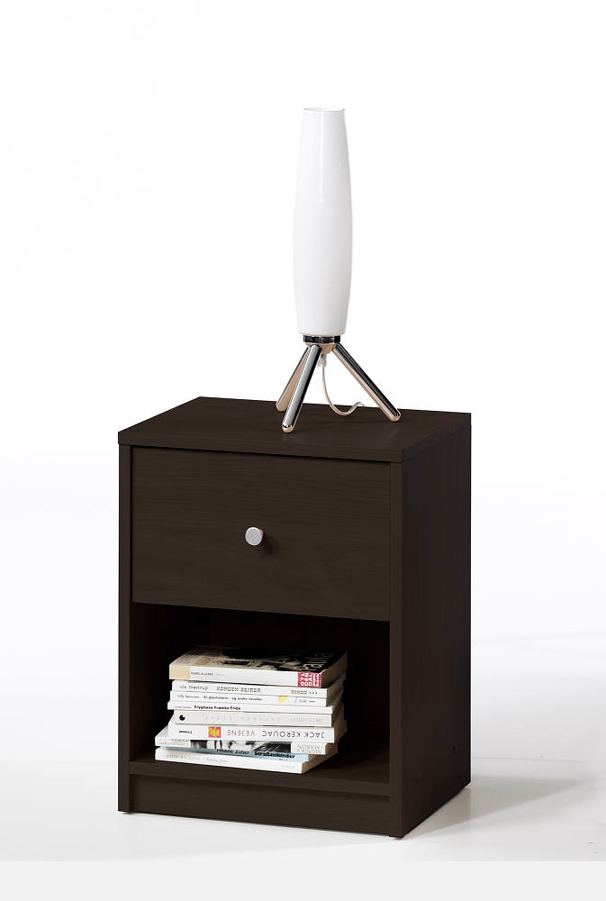 Comodino a un cassetto, colore marrone, cm 37.9 x 48.4 x 30.1 - Conta
