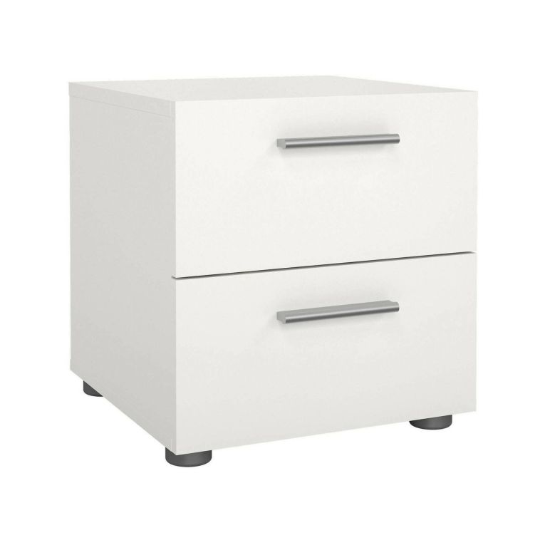 Comodino Amber, Comò basso, Tavolino da notte, Mensola da letto, 40x40 h42 cm, Bianco
