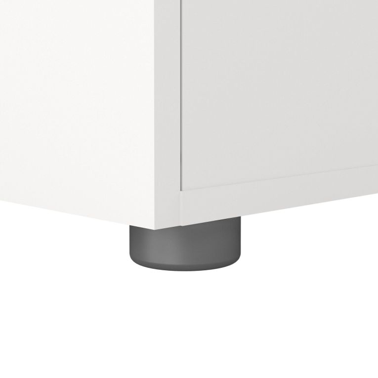 Comodino Amber, Comò basso, Tavolino da notte, Mensola da letto, 40x40 h42 cm, Bianco
