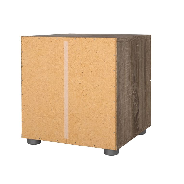 Comodino Amber, Comò basso, Tavolino da notte, Mensola da letto, 40x40 h42 cm, Rovere