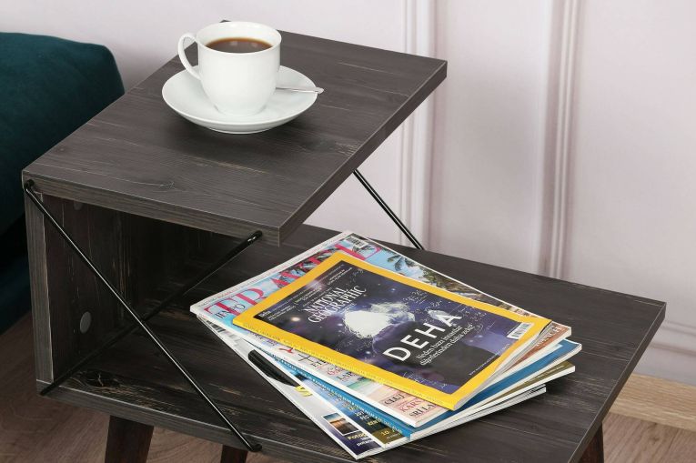 Comodino Astraea, Comò basso, Tavolino da notte, Comodino multifunzione, 50x40h55 cm, Grigio Cenere