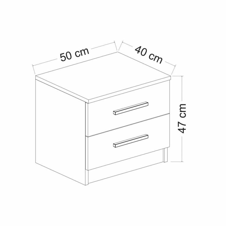Comodino basso bianco 50x47x40h cm - Iune