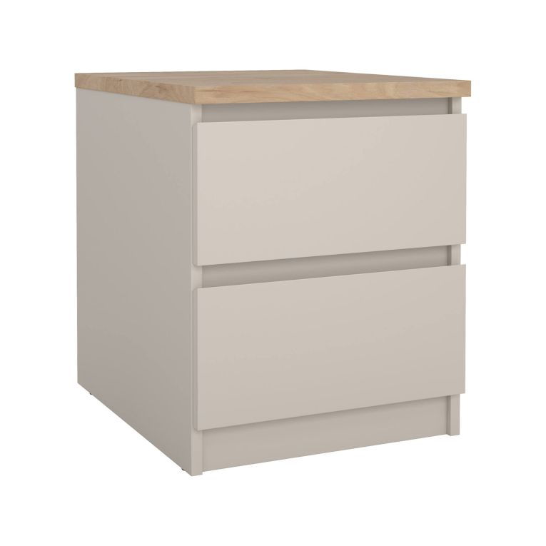 Comodino Beige 2 Cassetti un Ripiano 40x40x50h cm, Apertura Scorrevole - Azar