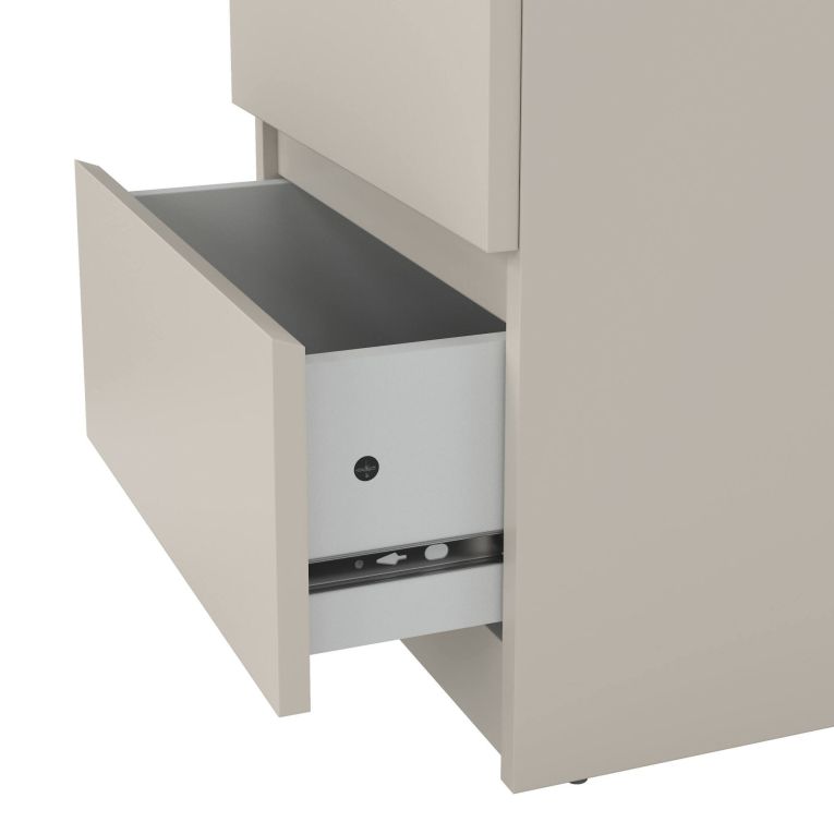 Comodino Beige 2 Cassetti un Ripiano 40x40x50h cm, Apertura Scorrevole - Azar