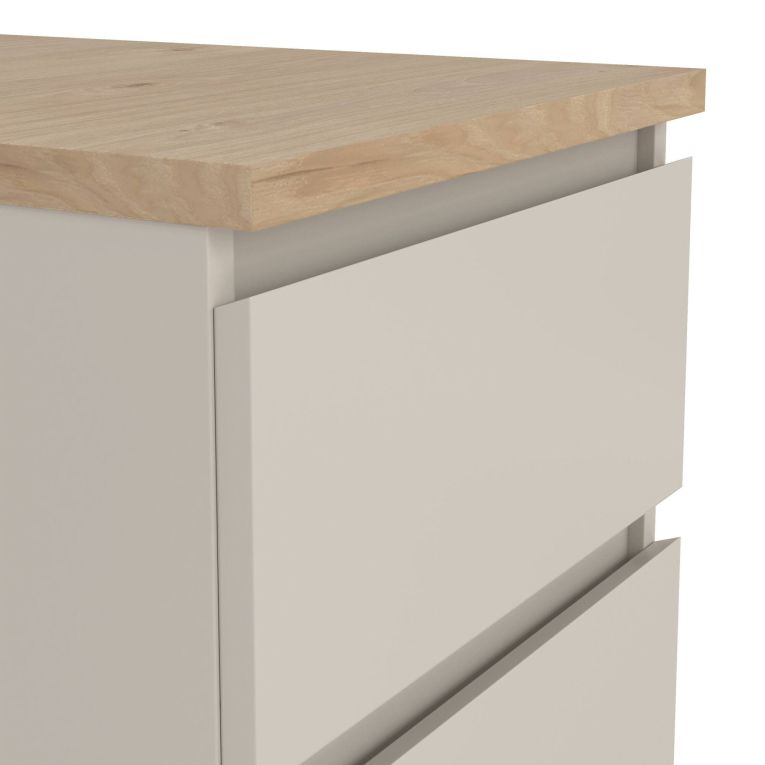 Comodino Beige 2 Cassetti un Ripiano 40x40x50h cm, Apertura Scorrevole - Azar