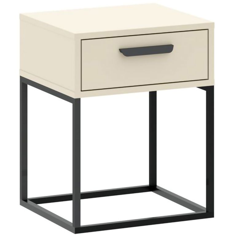 Comodino Beige Cashmere un Cassetto Apertura Scorrevole 40x39x52h cm, Chiusura Scorrevole - Lelimapa