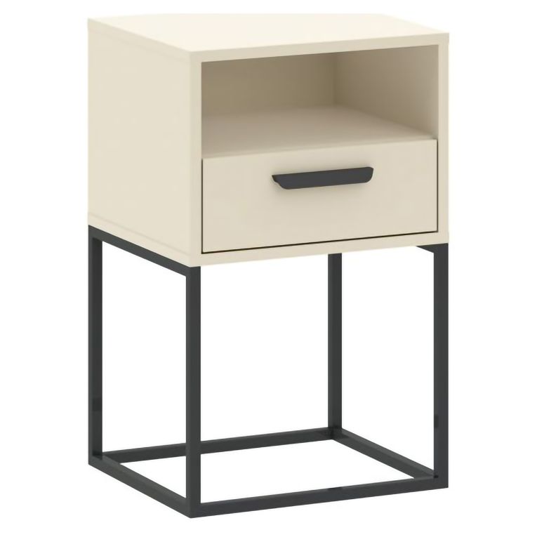 Comodino Beige Cashmere un Cassetto un Ripiano 40x39x65h cm, Apertura Scorrevole - Lehadasa