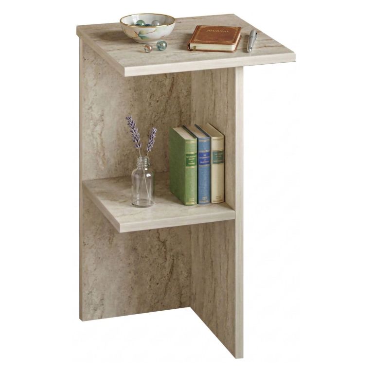 Comodino Beige Marmo un Ripiano Colore Ripiano Beige 36x36x60h cm, Sfumatura Colore Struttura Marmo - Roaschia