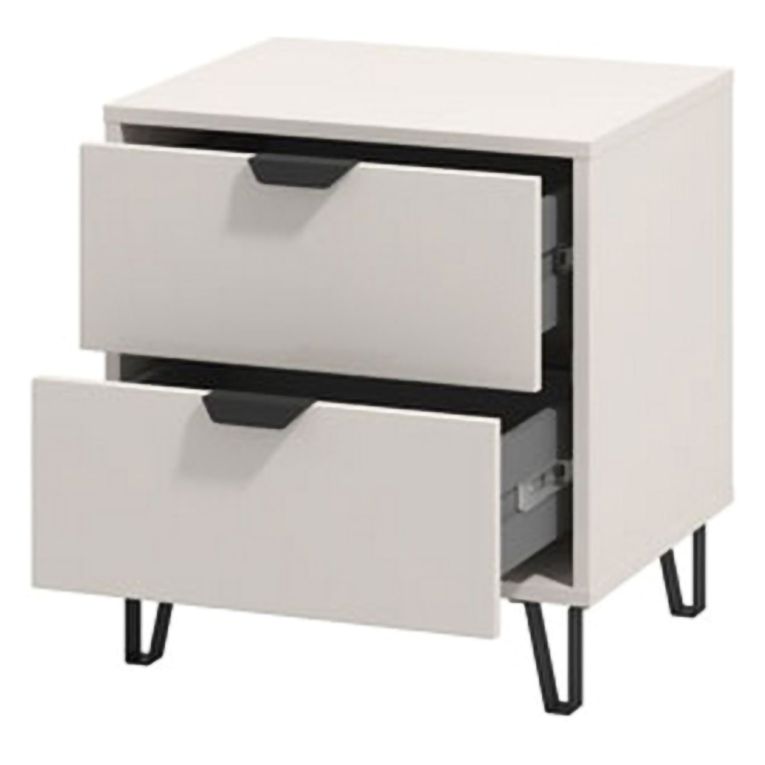 Comodino Beige Nero un Ripiano 2 Cassetti 48x40x52h cm, Apertura Scorrevole - Scarlino