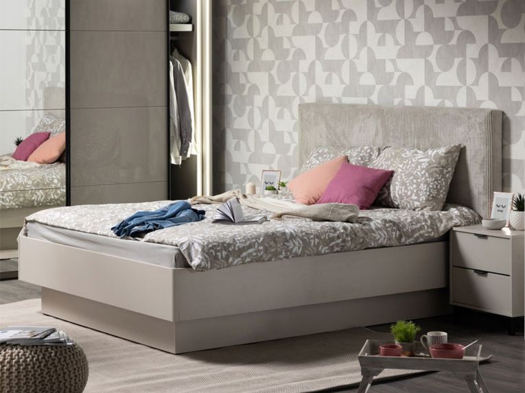 Comodino Beige Nero un Ripiano 2 Cassetti 48x40x52h cm, Apertura Scorrevole - Scarlino