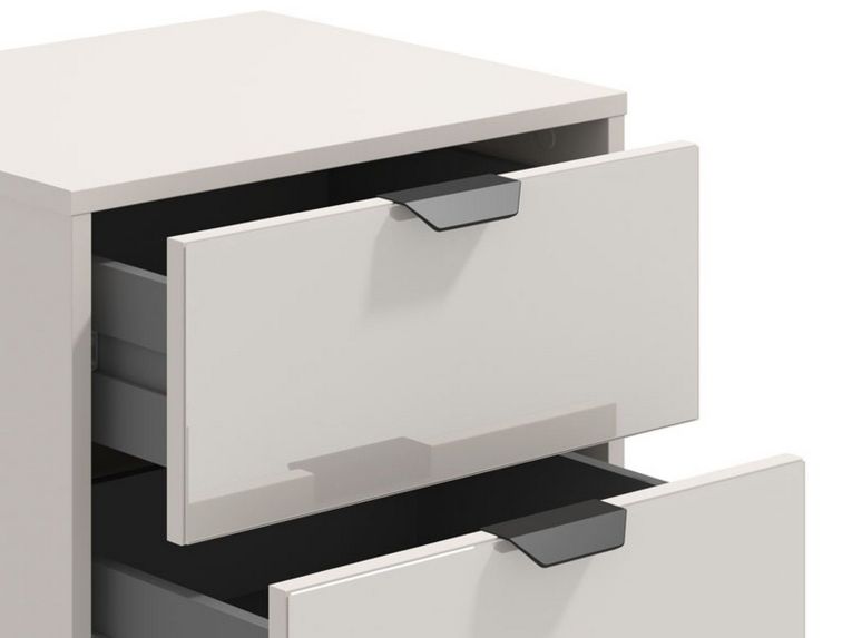 Comodino Beige Nero un Ripiano 2 Cassetti 48x40x52h cm, Apertura Scorrevole - Scarlino