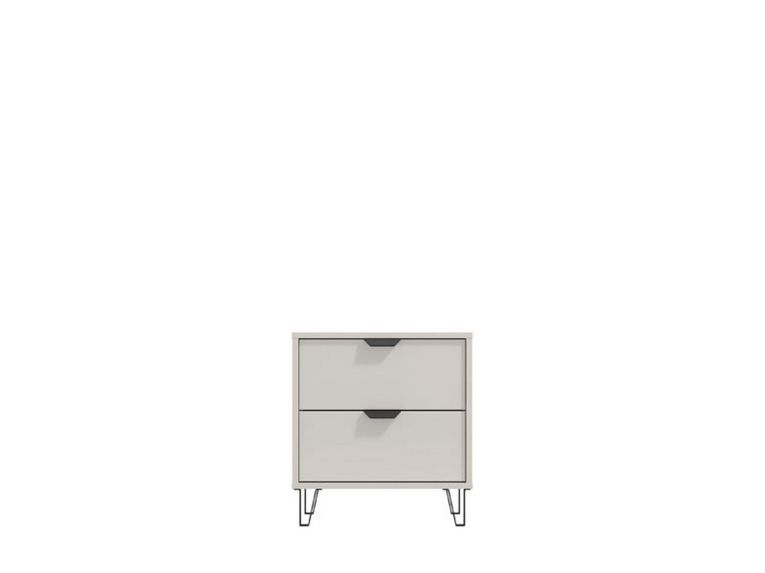 Comodino Beige Nero un Ripiano 2 Cassetti 48x40x52h cm, Apertura Scorrevole - Scarlino
