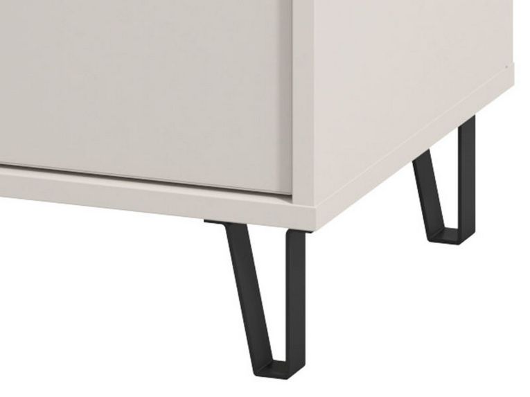 Comodino Beige Nero un Ripiano 2 Cassetti 48x40x52h cm, Apertura Scorrevole - Scarlino
