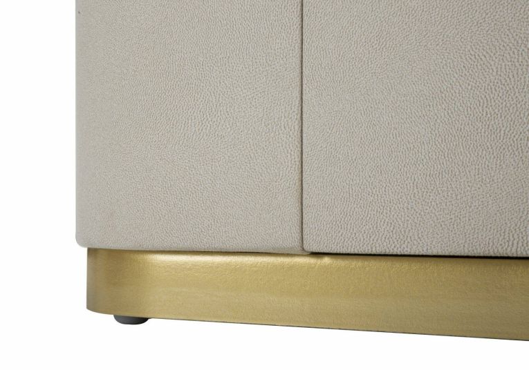 Comodino Berra, Comò basso, Tavolino da notte, Mensola da letto, 60x40 h47 cm, Crema e Oro