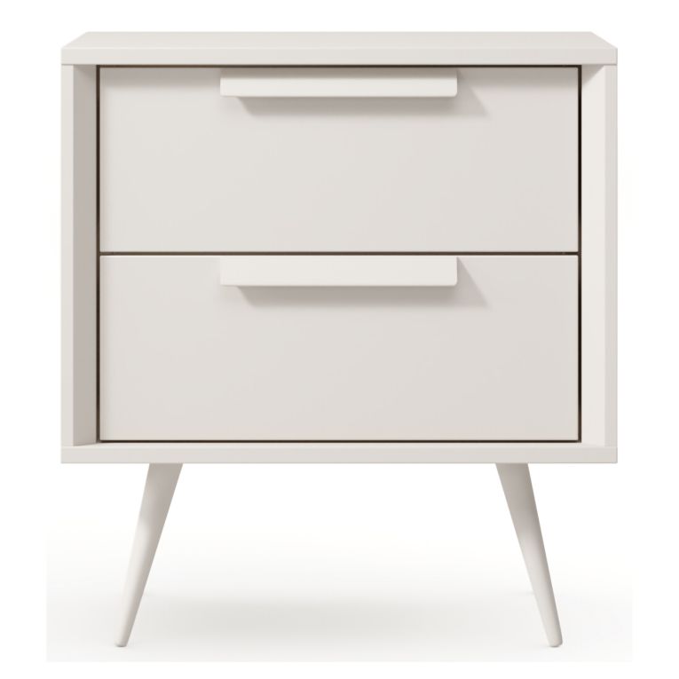 Comodino Bianco Cashmere 2 Cassetti un Ripiano 52x40x57h cm, Apertura Scorrevole - Garo