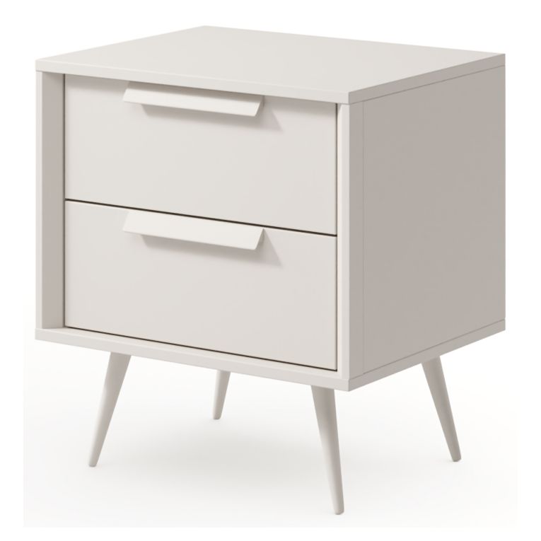 Comodino Bianco Cashmere 2 Cassetti un Ripiano 52x40x57h cm, Apertura Scorrevole - Garo