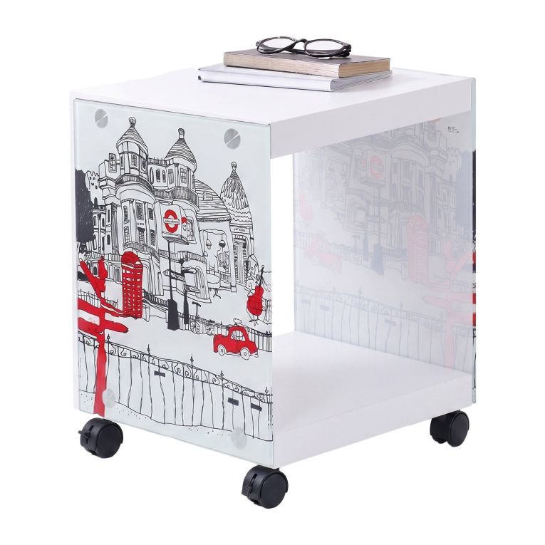 Comodino Bianco Colore Ripiano Bianco 38x34x46h cm, - Vacri