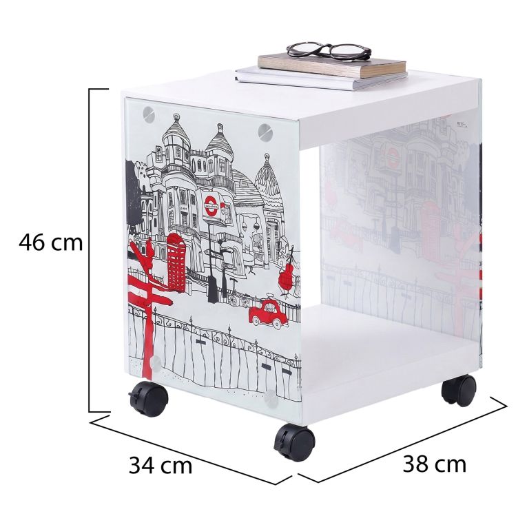 Comodino Bianco Colore Ripiano Bianco 38x34x46h cm, - Vacri