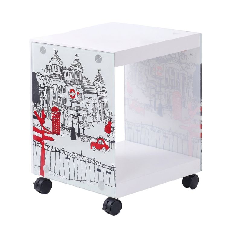 Comodino Bianco Colore Ripiano Bianco 38x34x46h cm, - Vacri