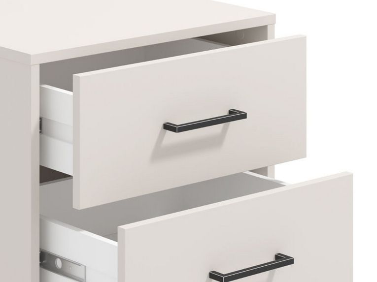 Comodino Bianco Crema Nero un Ripiano 2 Cassetti 48x40x52h cm, Apertura Scorrevole - Clanezzo