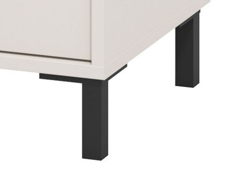 Comodino Bianco Crema Nero un Ripiano 2 Cassetti 48x40x52h cm, Apertura Scorrevole - Clanezzo