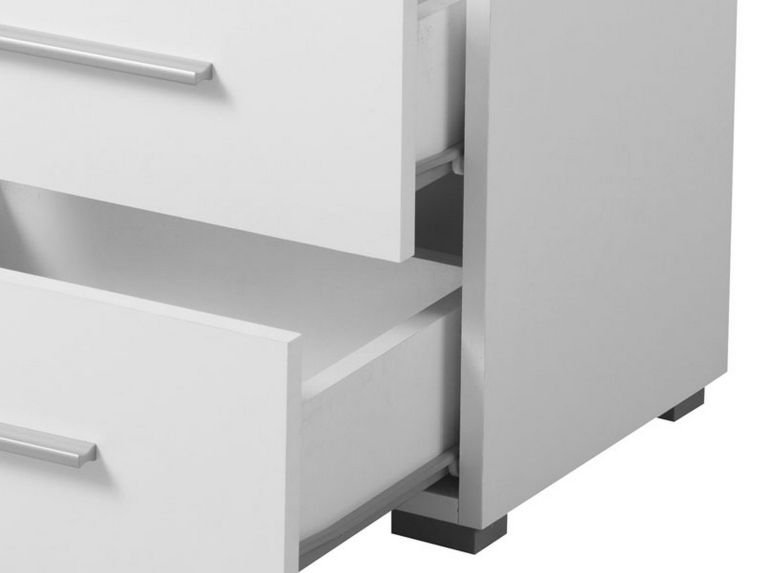 Comodino Bianco Grigio un Ripiano 2 Cassetti 44.5x33.5x43h cm, Apertura Scorrevole - Colliano