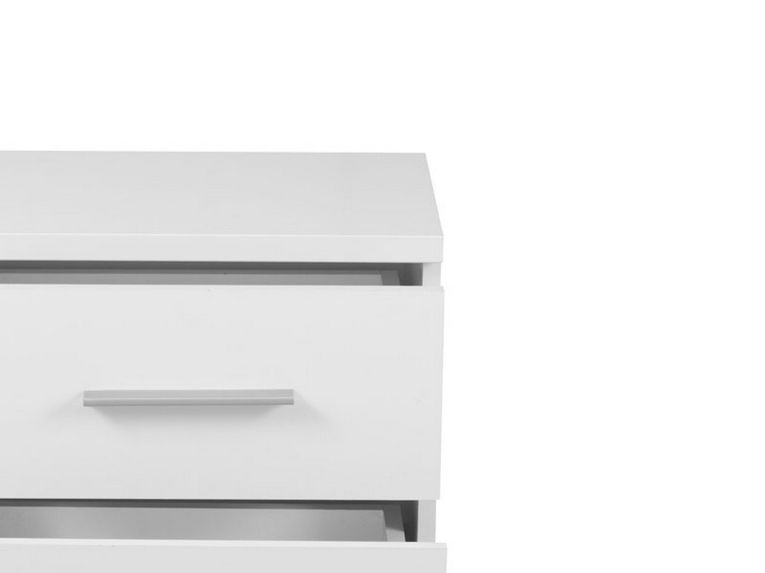 Comodino Bianco Grigio un Ripiano 2 Cassetti 44.5x33.5x43h cm, Apertura Scorrevole - Colliano
