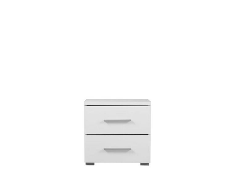 Comodino Bianco Grigio un Ripiano 2 Cassetti 44.5x33.5x43h cm, Apertura Scorrevole - Colliano