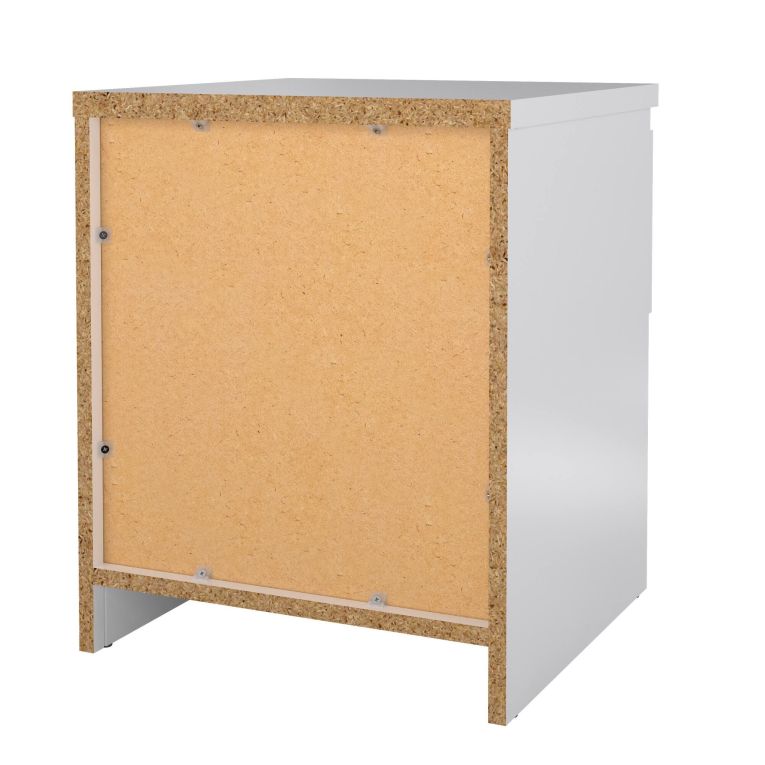 Comodino Bianco Lucido un Cassetto un Ripiano 40x40x50h cm, Apertura Scorrevole - Scolastica