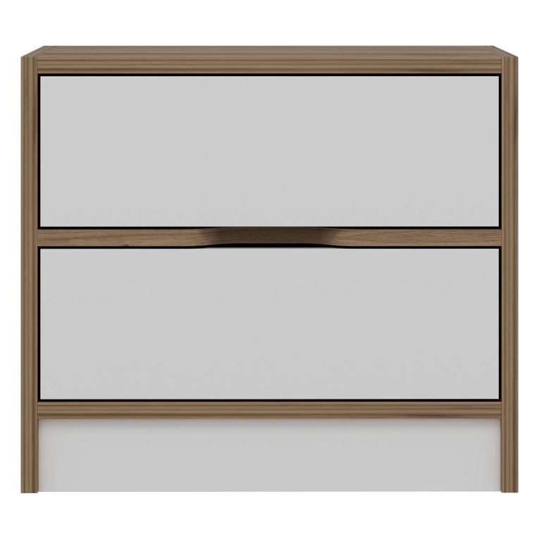 Comodino Bianco Marrone Noce 4 Cassetti Apertura Scorrevole 54x40x47h cm, Chiusura Scorrevole - Legnago