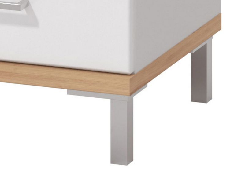 Comodino Bianco Marrone Rovere 3 Cassetti un Ripiano 45x40x69h cm, Apertura Scorrevole - Savino