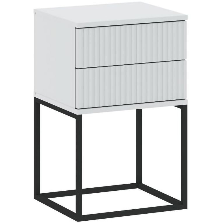 Comodino Bianco Nero 2 Cassetti Apertura Scorrevole 40x39x65h cm, Chiusura Scorrevole - Lehatava