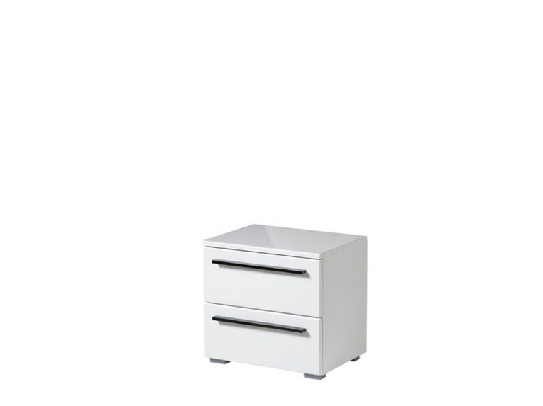 Comodino Bianco Nero 2 Cassetti un Ripiano 44.5x33.5x42.5h cm, Apertura Scorrevole - Mosso