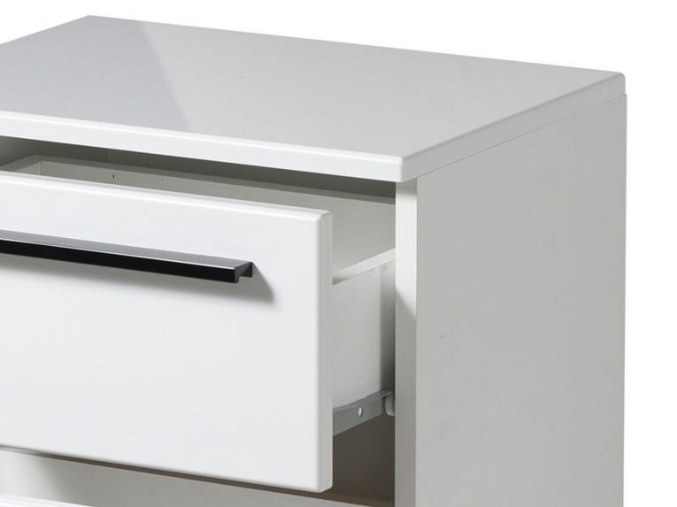 Comodino Bianco Nero 2 Cassetti un Ripiano 44.5x33.5x42.5h cm, Apertura Scorrevole - Mosso