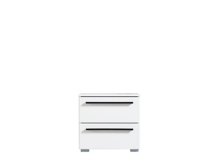 Comodino Bianco Nero 2 Cassetti un Ripiano 44.5x33.5x42.5h cm, Apertura Scorrevole - Mosso