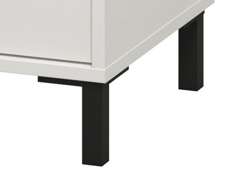 Comodino Bianco Nero un Ripiano 2 Cassetti 48x40x52h cm, Apertura Scorrevole - Clanezzo