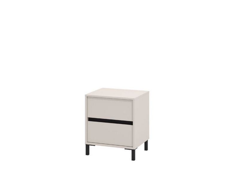 Comodino Bianco Nero un Ripiano 2 Cassetti 48x40x55h cm, Apertura Scorrevole - Combatte