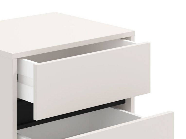 Comodino Bianco Nero un Ripiano 2 Cassetti 48x40x55h cm, Apertura Scorrevole - Combatte