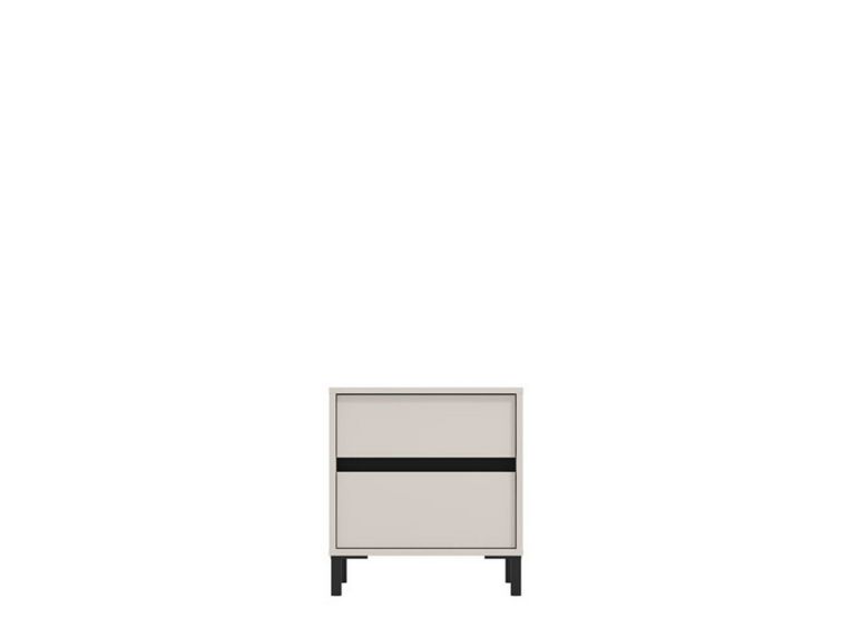 Comodino Bianco Nero un Ripiano 2 Cassetti 48x40x55h cm, Apertura Scorrevole - Combatte