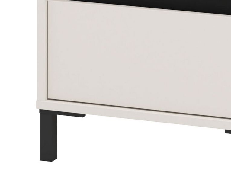 Comodino Bianco Nero un Ripiano 2 Cassetti 48x40x55h cm, Apertura Scorrevole - Combatte