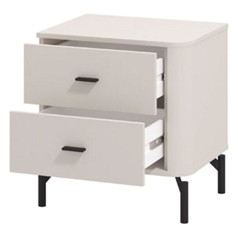 Comodino Bianco Nero un Ripiano 2 Cassetti 51.5x40x56h cm, Apertura Scorrevole - Salara